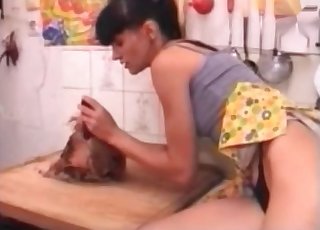 Sweet butt fingering action in the zoophilia porn