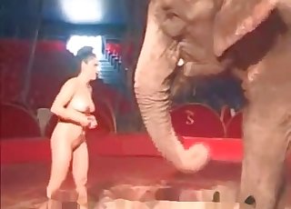 Naked goddess likes an elephant
