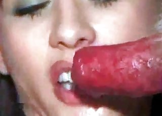 Chick wants to taste that dog cum