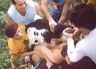 Cute sheep eats his corn on her pussy